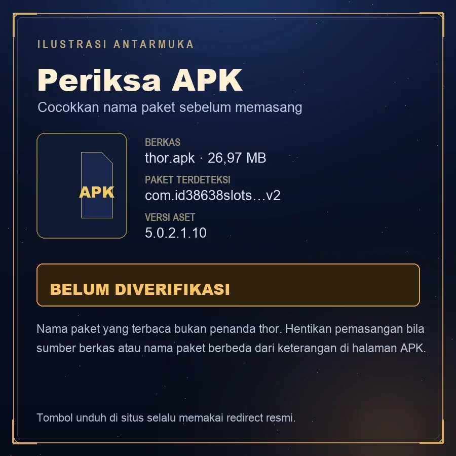 Kartu pemeriksaan berkas APK thor dengan nama paket dan penanda belum diverifikasi